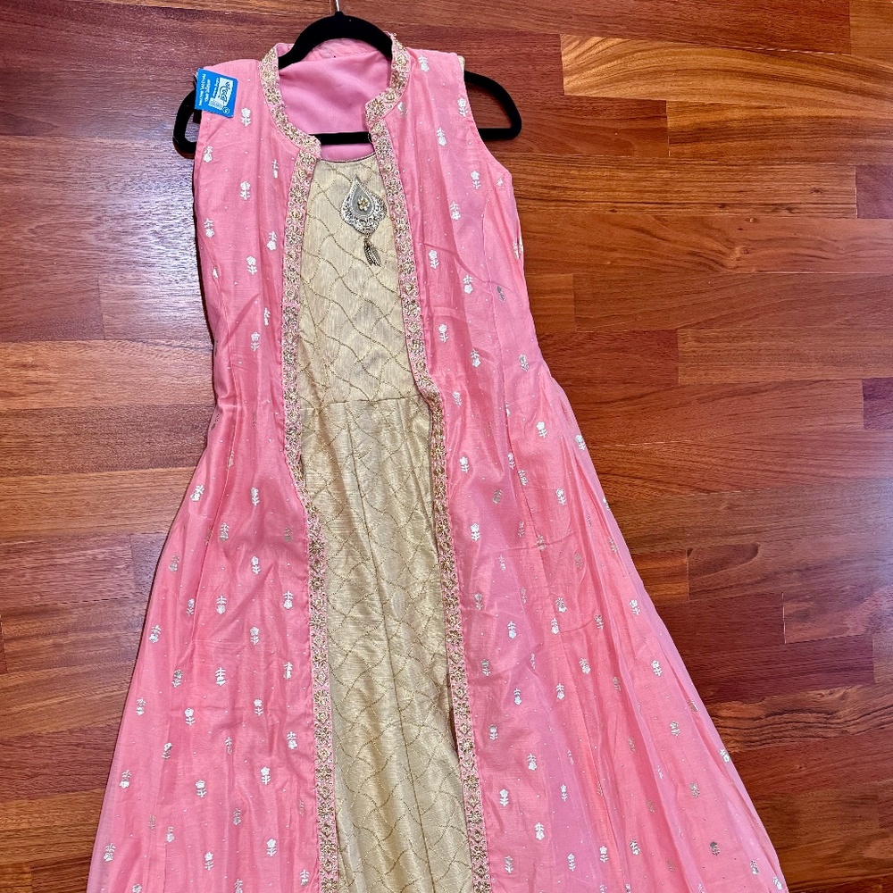 NEW Stunning Pink & Gold Anarkali Gown with Jacket!!